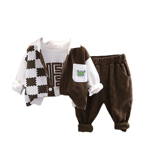 Spring and Autumn Boys Long Sleeve Three-Piece Set